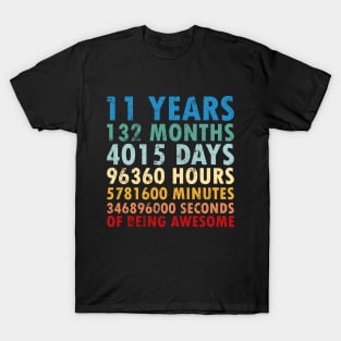 11th Birthday Countdown 11 years of being Awesome / eleven Birthday / 11 Years Old / Girls and Boys / Vintage Retro Style gifts ideas T-Shirt